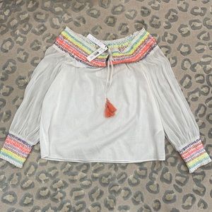 NWT Alice + Olivia off white & multicolor blouse